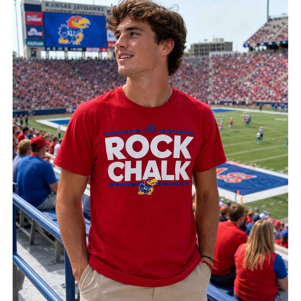 Kansas Jayhawks Basketball Shirt Adidas Rock Chalk NCAA Sideline Red Men Medium